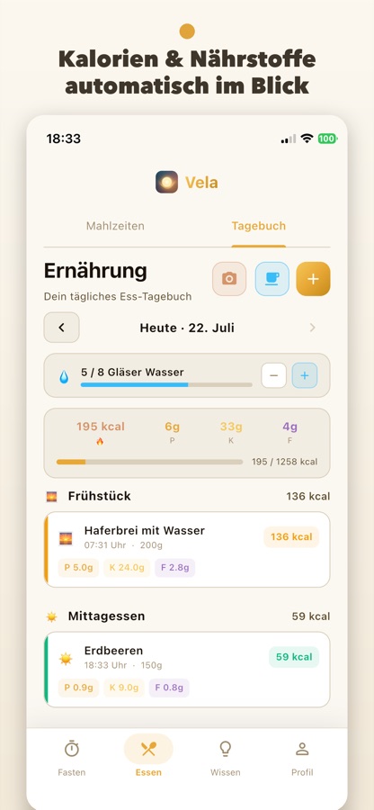 Vela: Essenstagebuch