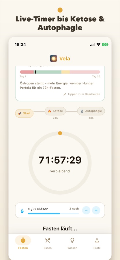 Vela: Fasten-Uhr