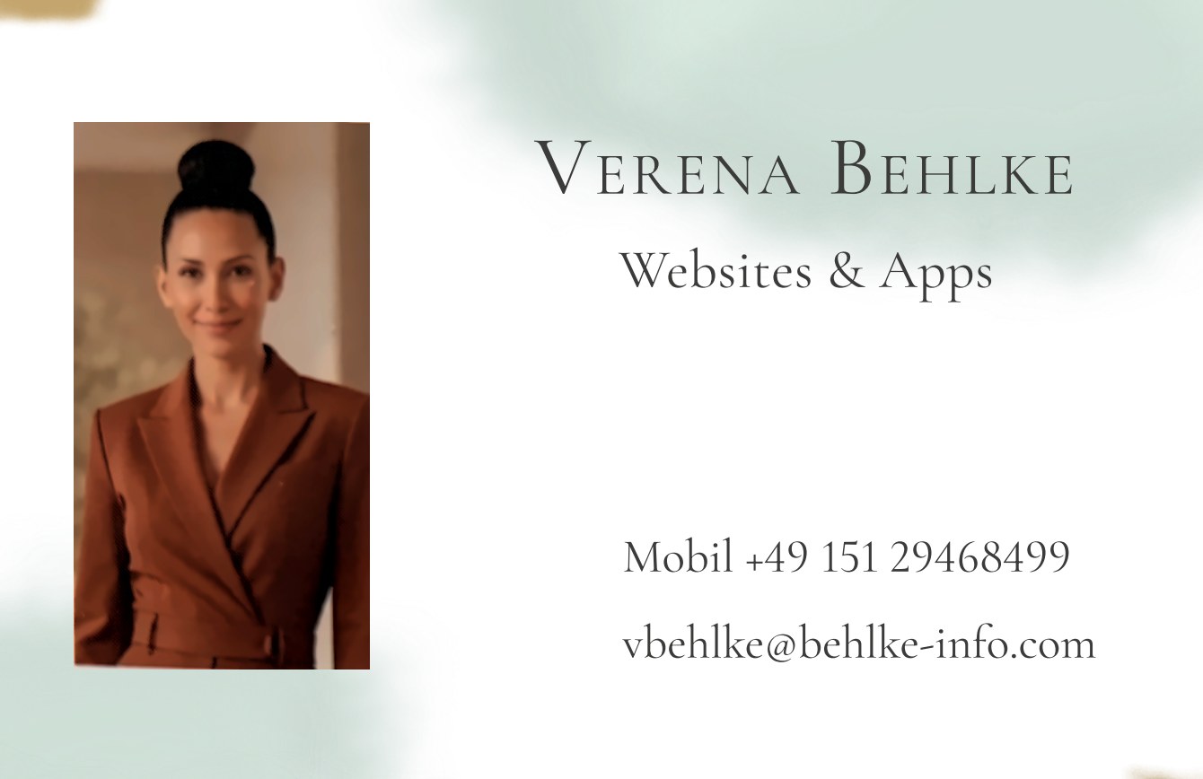 Visitenkarte von Verena Behlke, Vorderseite
